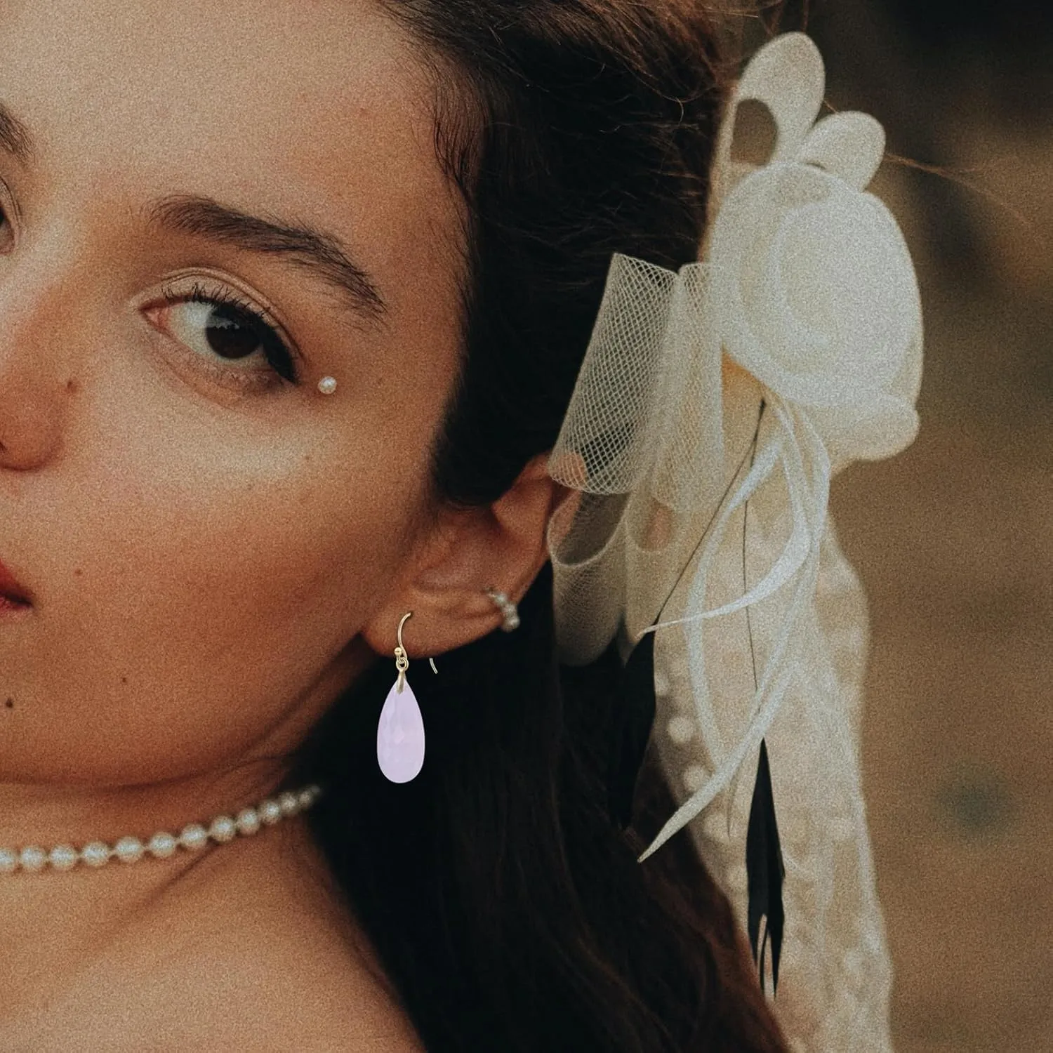 Crystal Earrings, Amethyst rose quartz labradorite Crystal Earrings 925 Sterling Silver Fish Hook, 14k Gold Plated Quartz Earrings for Women, Teardrop Gemstone Dangling Earrings for Lady.
