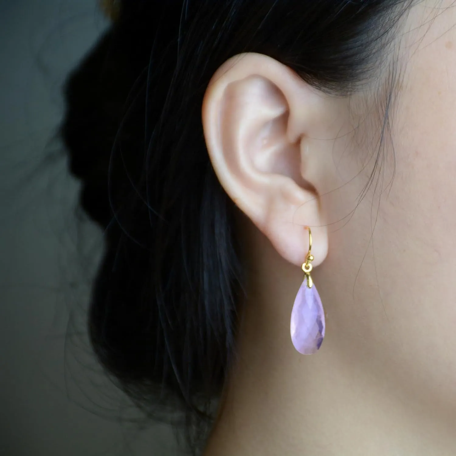 Crystal Earrings, Amethyst rose quartz labradorite Crystal Earrings 925 Sterling Silver Fish Hook, 14k Gold Plated Quartz Earrings for Women, Teardrop Gemstone Dangling Earrings for Lady.