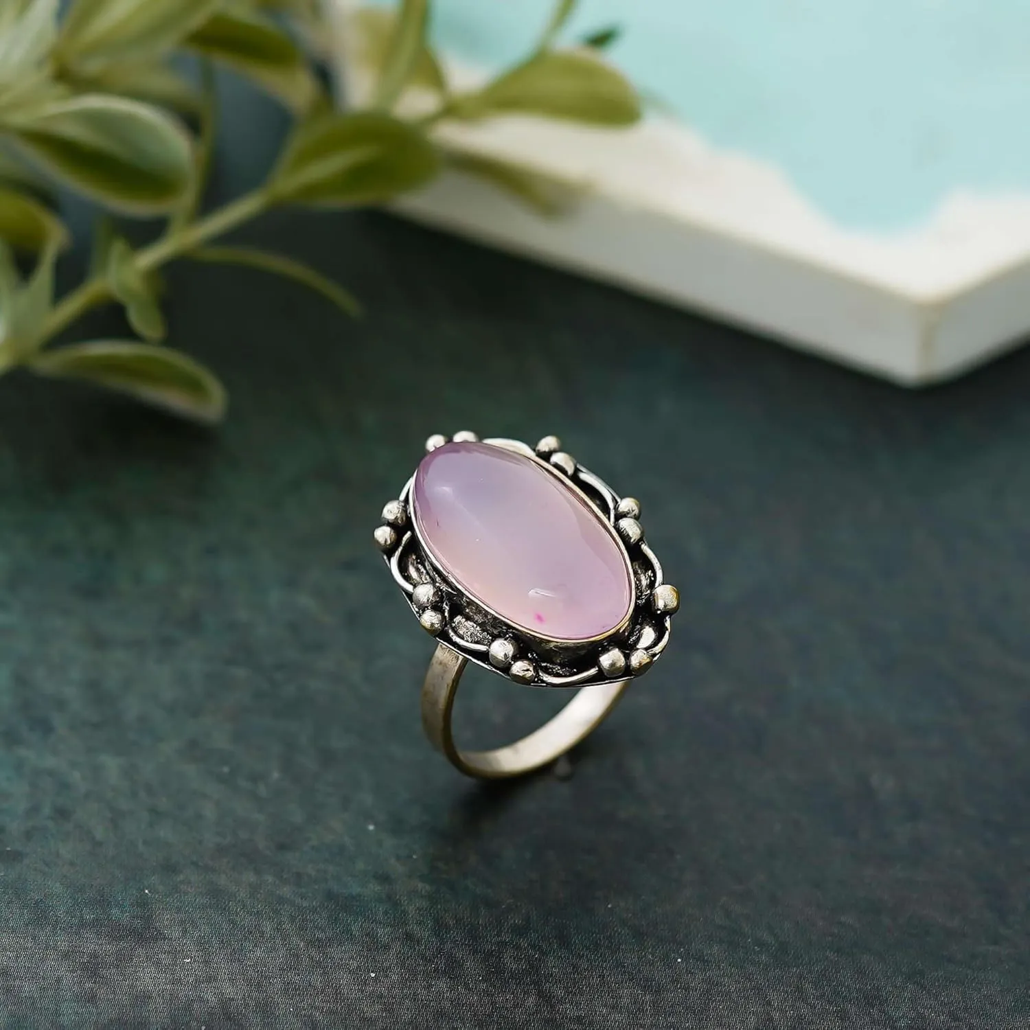 Crystal Products Natural Certified Ring Set for Women,Vintage Joint Knuckle Stackable Rings Oval Gemstone Ring