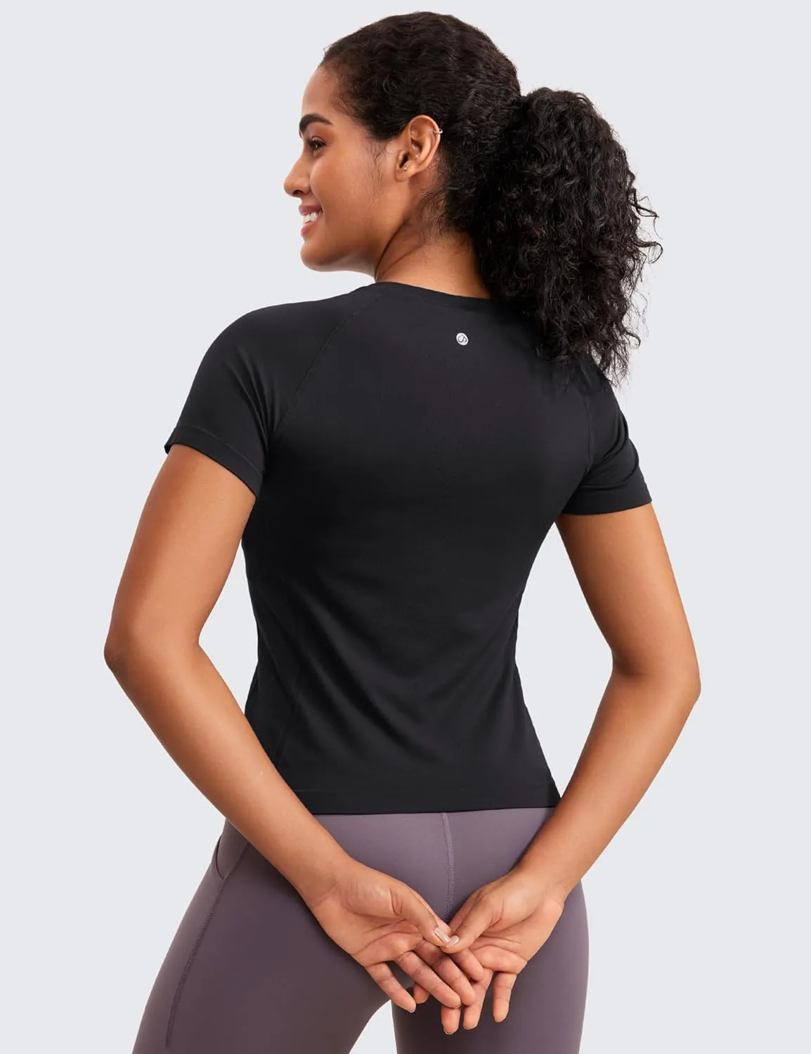 CRZ YOGA Seamless Short Sleeve Shirts for Women Breathable Running Workout Tops Athletic Gym Yoga Basic T-Shirts