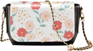 Cute Flower Crossbody Bags for Women, Trendy Small Shoulder Bag, PU Leather Clutch Purse Underarm Handbag Satchel HandBag with Adjustable Metal Chain