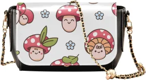 Cute Kawaii Mushrooms Crossbody Bags for Women, Trendy Small Shoulder Bag, PU Leather Clutch Purse Underarm Handbag Satchel HandBag with Adjustable Metal Chain