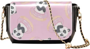 Cute Panda Crossbody Bags for Women, Trendy Small Shoulder Bag, PU Leather Clutch Purse Underarm Handbag Satchel HandBag with Adjustable Metal Chain