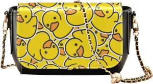 Cute Passionate Yellow Duck Crossbody Bags for Women, Trendy Small Shoulder Bag, PU Leather Clutch Purse Underarm Handbag Satchel HandBag with Adjustable Metal Chain