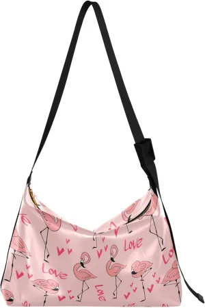Cute Pink Flamingos Heart Ladies Leather Purses Hobo Large Crossbody Purses Floral Animal Print Women Shoulder Bag
