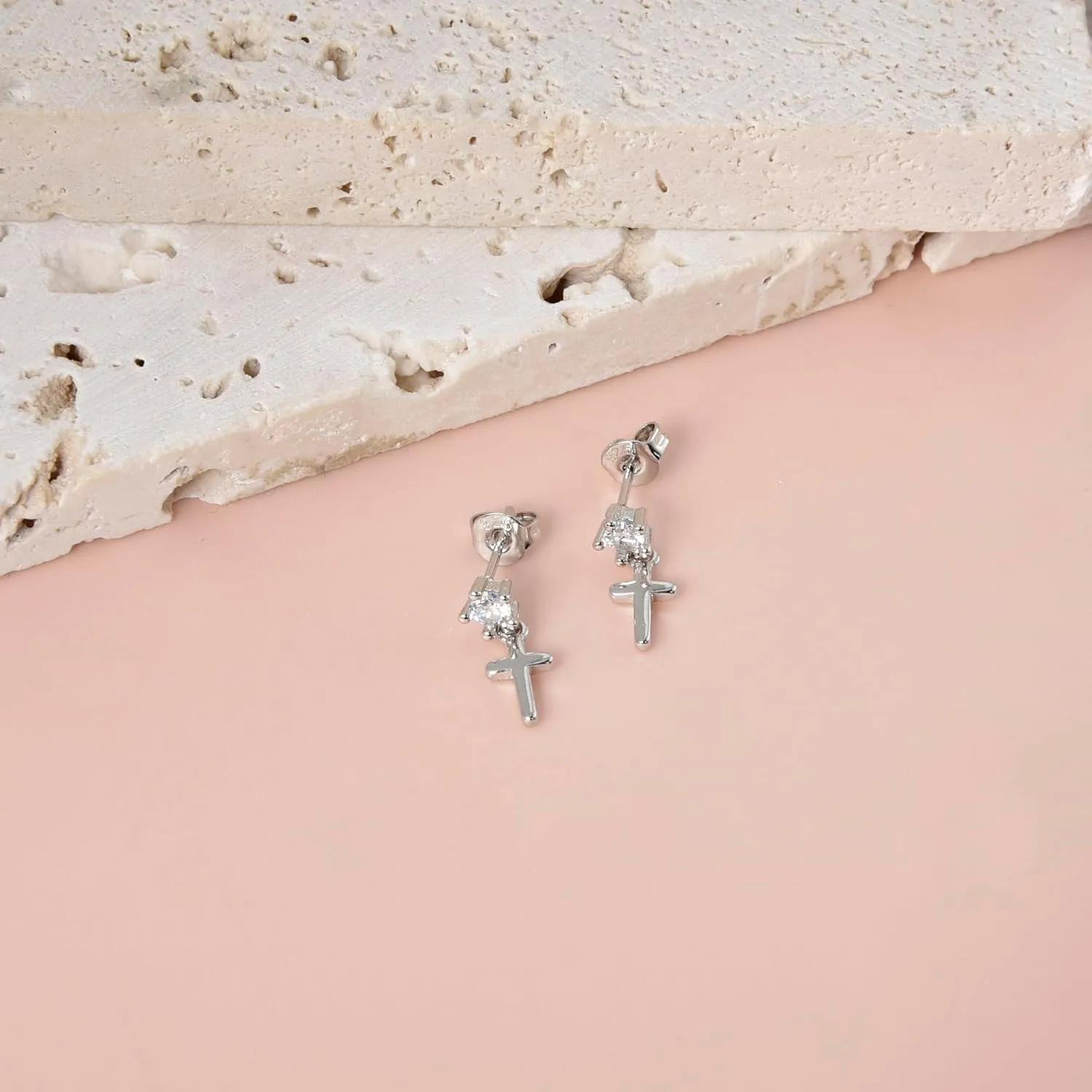 CZ Stud Dangle Earrings Silver Gold Plated Earrings with Pendant Star Moon Cross Triple Cz Teardrop Cloud Lightning Drop Elegant Jewelry