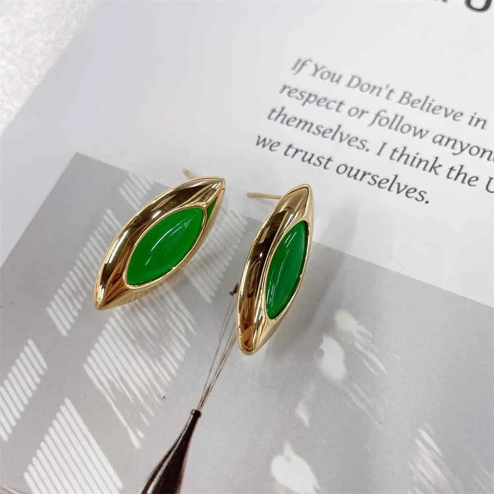 Dainty Oval Onyx Stud Earrings for Women 14k Gold Plated Stainless Steel Minimalist Geometric Black/Green Agate Statement Studs Earrings Hypoallergenic Fashion Trendy Jewelry Wedding Party for Her