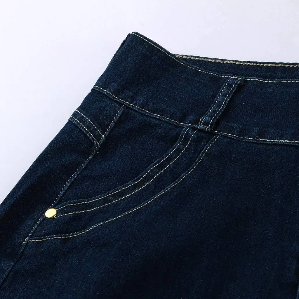 Denim Skirt for Women High Waisted A-Line Button Wrap Denim Jean Skirt Mini Skirts Stretch Ripped Skirts