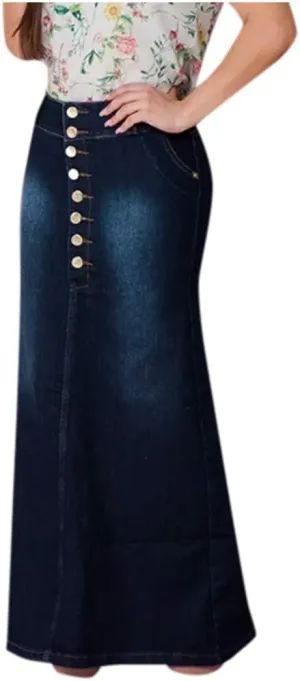 Denim Skirt for Women High Waisted A-Line Button Wrap Denim Jean Skirt Mini Skirts Stretch Ripped Skirts