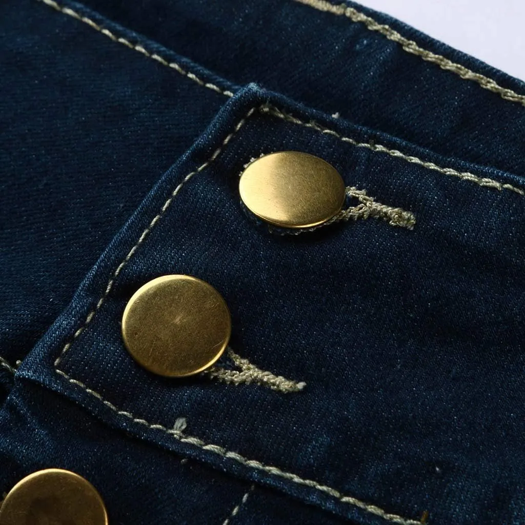 Denim Skirt for Women High Waisted A-Line Button Wrap Denim Jean Skirt Mini Skirts Stretch Ripped Skirts