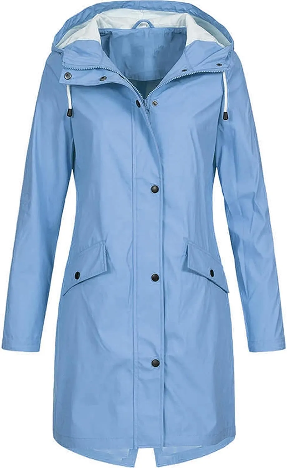 DESKABLY Women Plus Size Coat fashion Solid Rain Jacket Outdoor Plus Size Waterproof Hooded Raincoat Windproof Sun protection