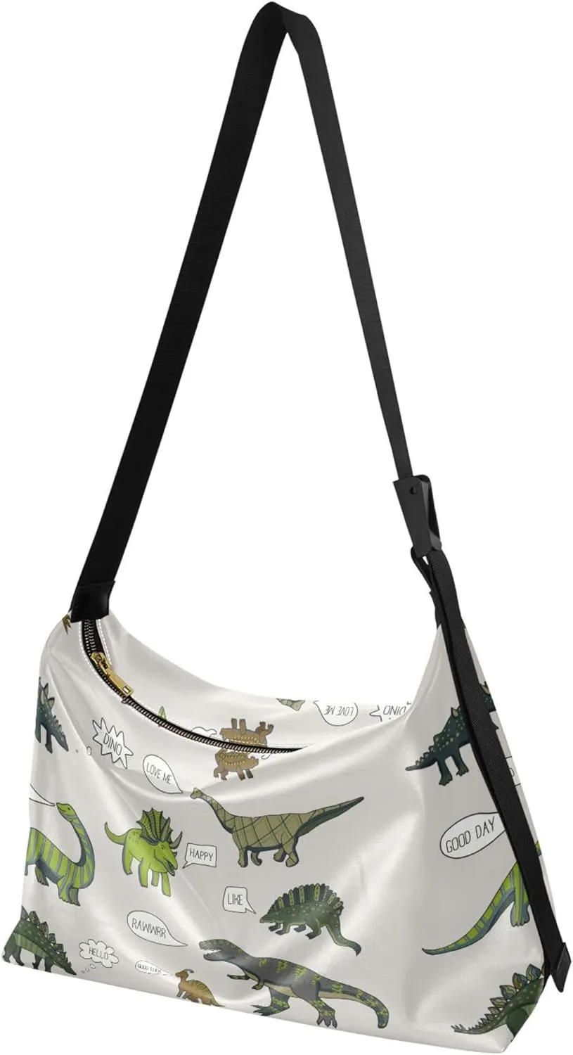 Dinosaurs Tropical Green Leather Hobo Bags for Women Cross Body Men Bag Art Animal Print Ladies Hobo Handbags