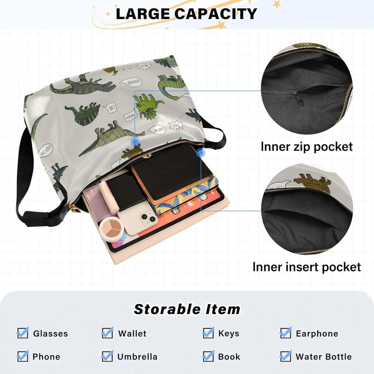 Dinosaurs Tropical Green Leather Hobo Bags for Women Cross Body Men Bag Art Animal Print Ladies Hobo Handbags