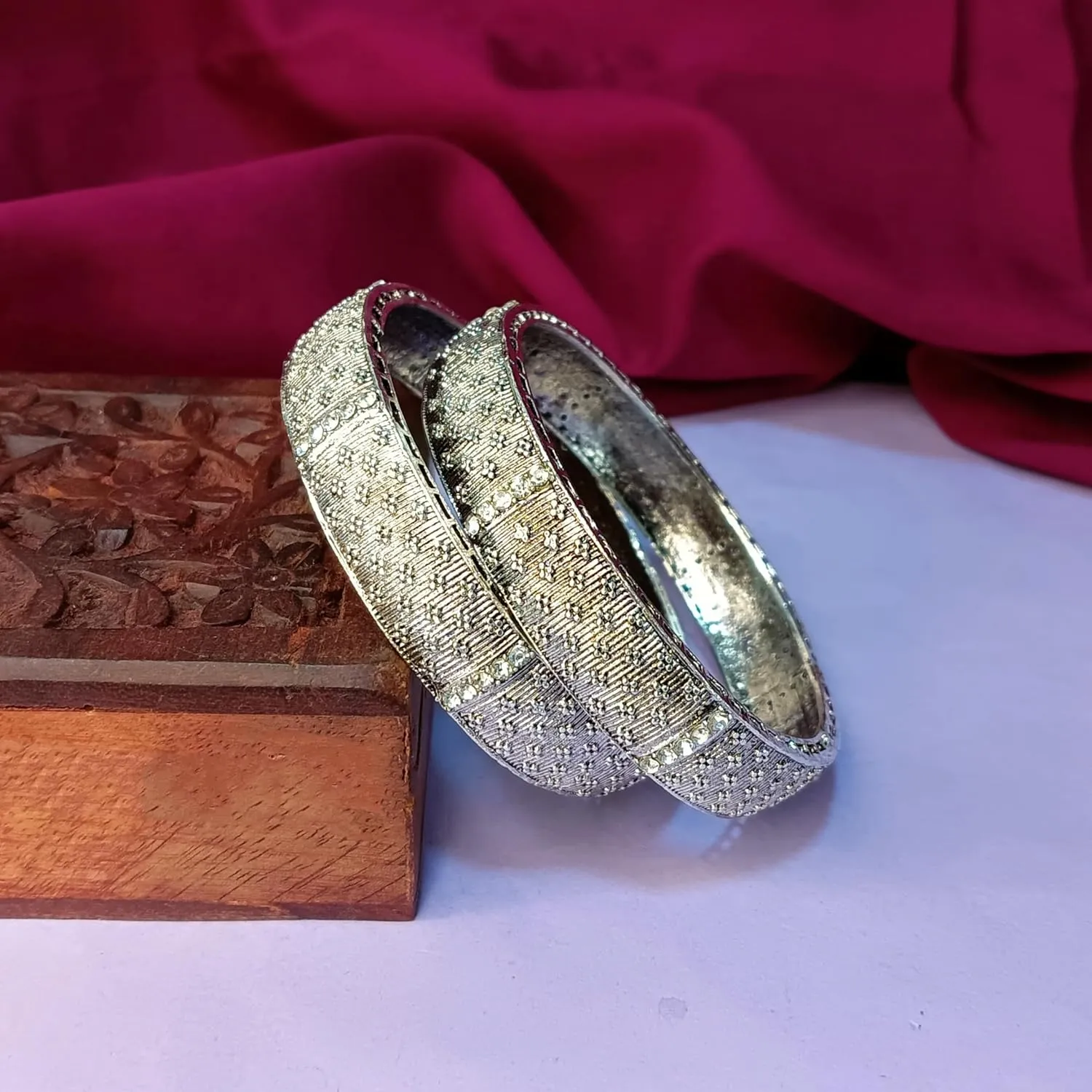 Efulgenz Indian Oxidized Bangle Bracelet Set for Women Boho Bangle Set Indian Oxidized Jewelry Antique Bangle Set Crystal Bangles Fashion Statement Jewelry for Women