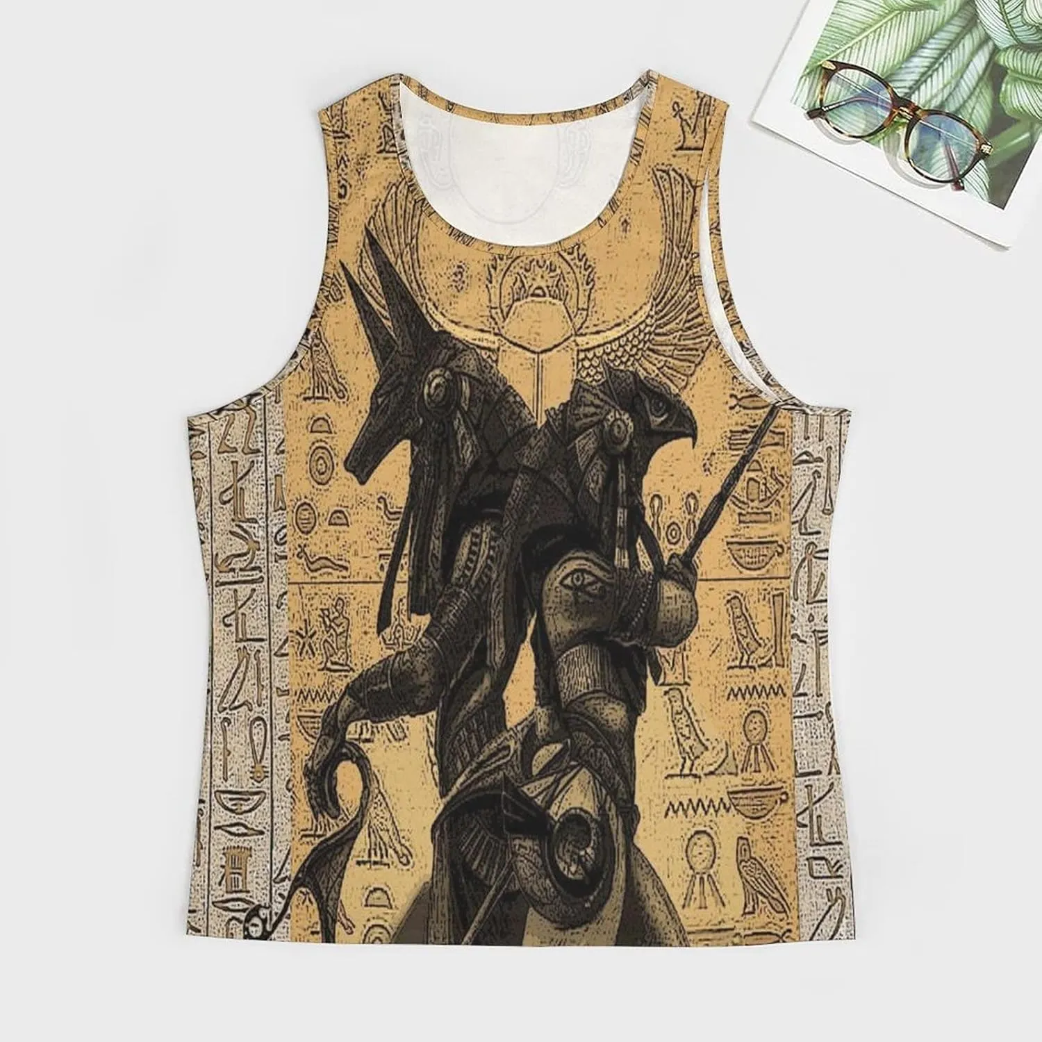 Egypt Anubis Tank Top Sleeveless T Shirt Athletic Muscle Shirts Gym Workout Yoga Tank for Men