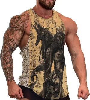 Egypt Anubis Tank Top Sleeveless T Shirt Athletic Muscle Shirts Gym Workout Yoga Tank for Men