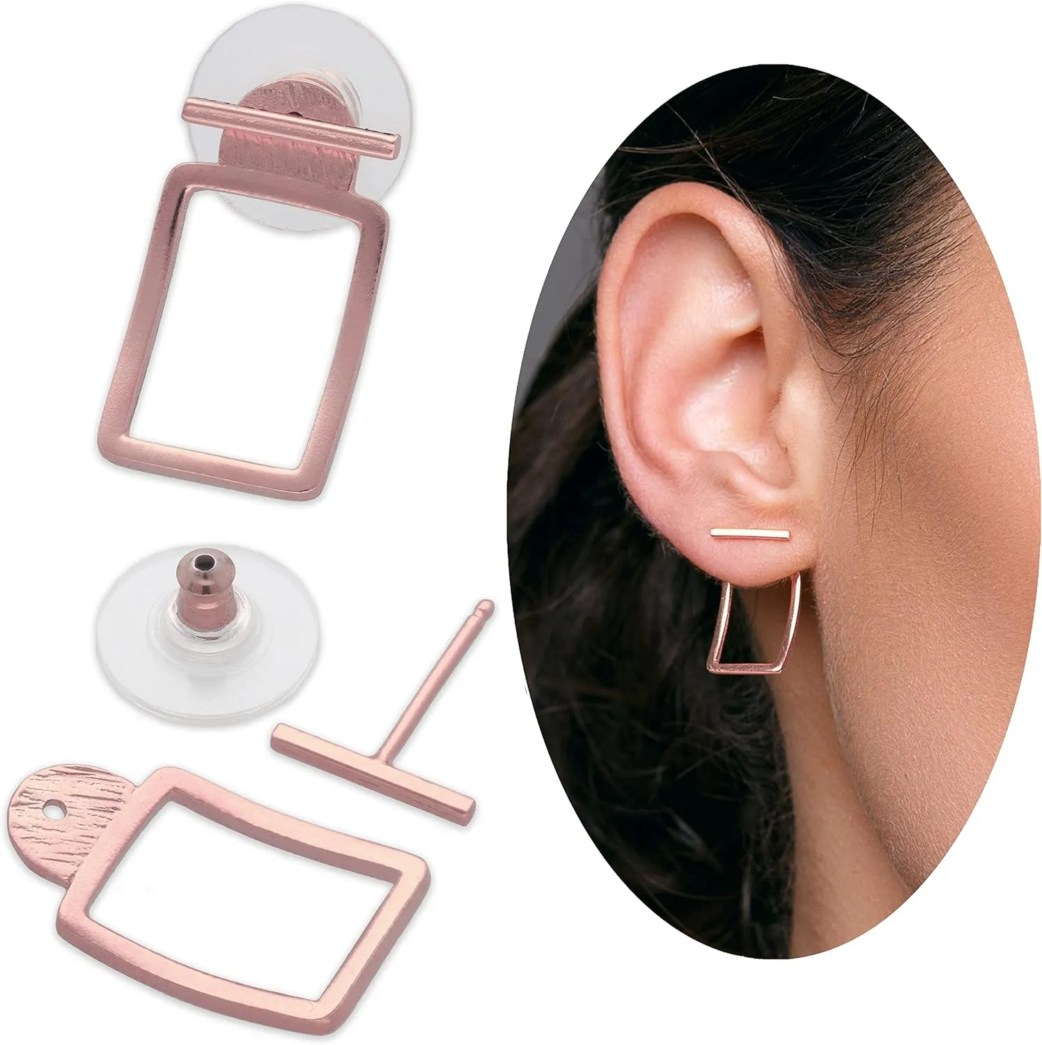 Emmanuela Minimalist Ear Jacket Earrings Handmade from 24K Gold Plated Sterling Silver Dainty Double Sided Earrings with Line Studs and Geometric Backs Everyday Unusual Jewelry