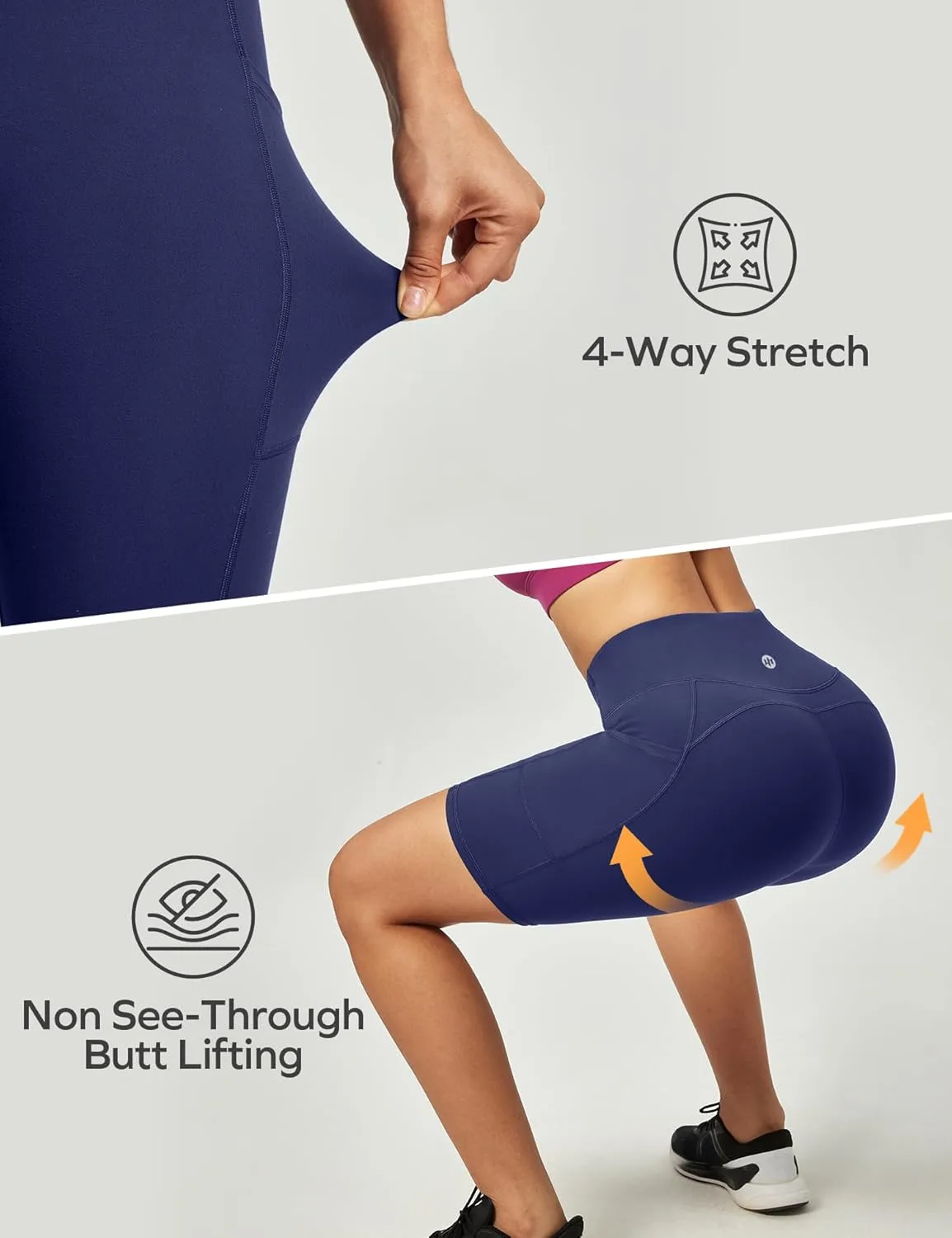 Ewedoos Biker Shorts Women Tummy Control Workout Shorts with 3 Pockets High Waisted Compression Gym Running Yoga Shorts Women