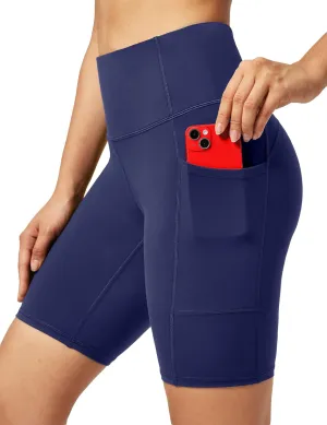 Ewedoos Biker Shorts Women Tummy Control Workout Shorts with 3 Pockets High Waisted Compression Gym Running Yoga Shorts Women