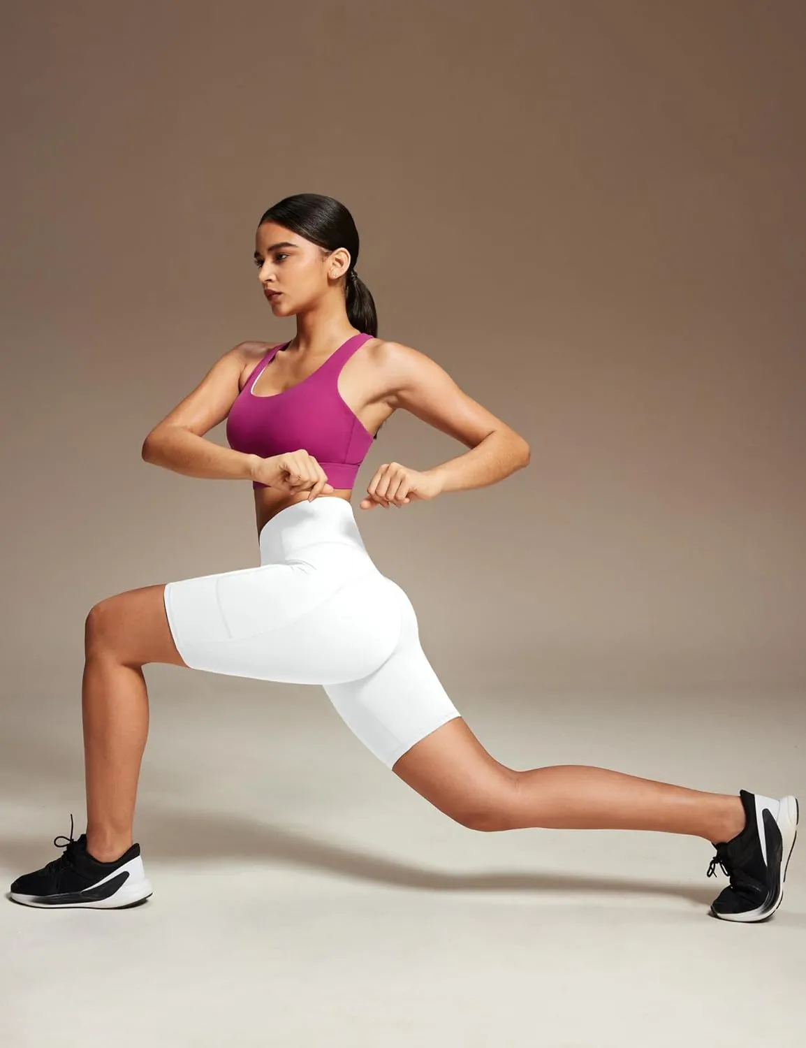 Ewedoos Biker Shorts Women Tummy Control Workout Shorts with 3 Pockets High Waisted Compression Gym Running Yoga Shorts Women