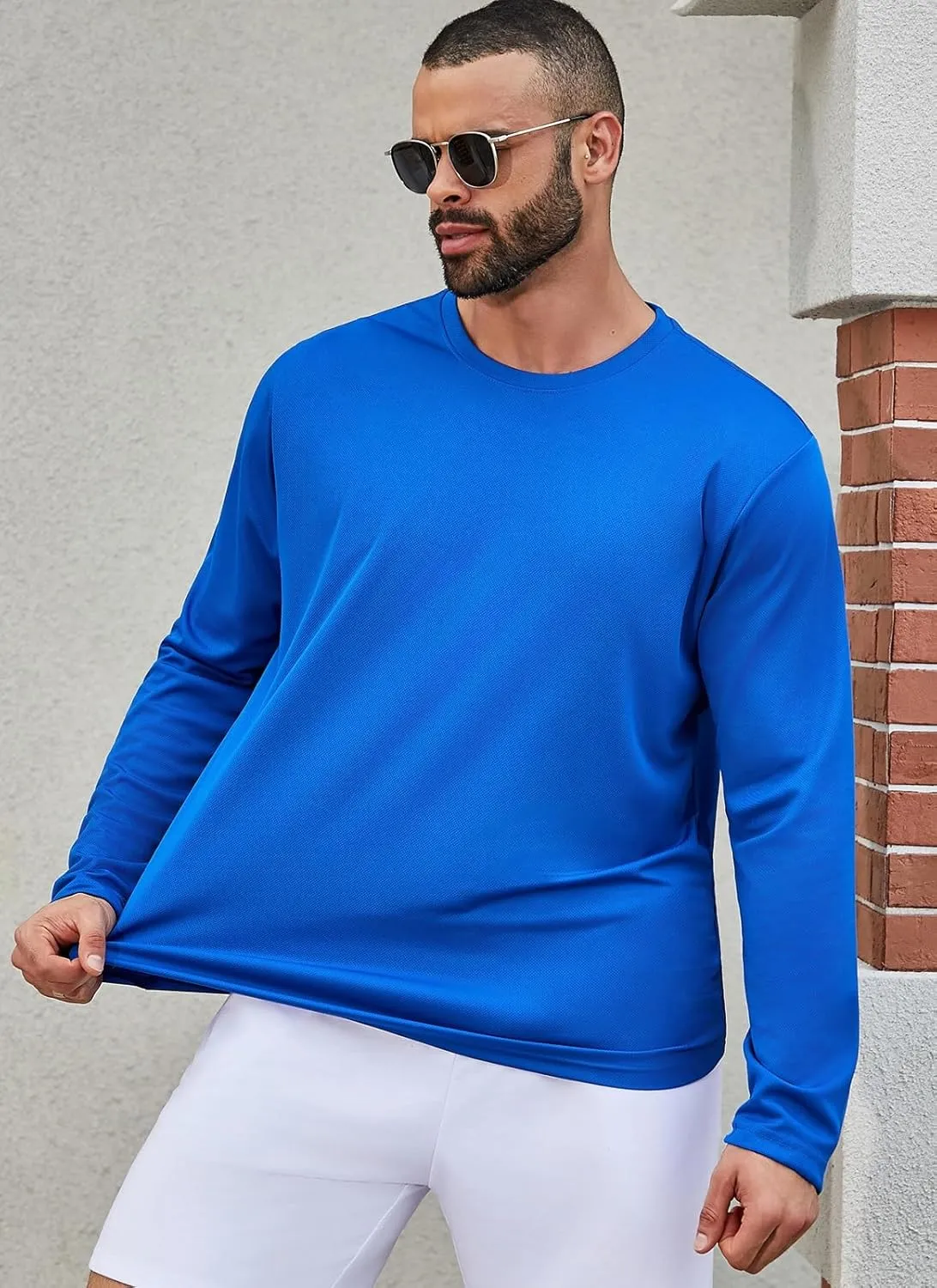 Facitisu Men Long Sleeve T Shirts Pack Quick Dry Athletic Running Activewear Workout Performance Tee Shirts