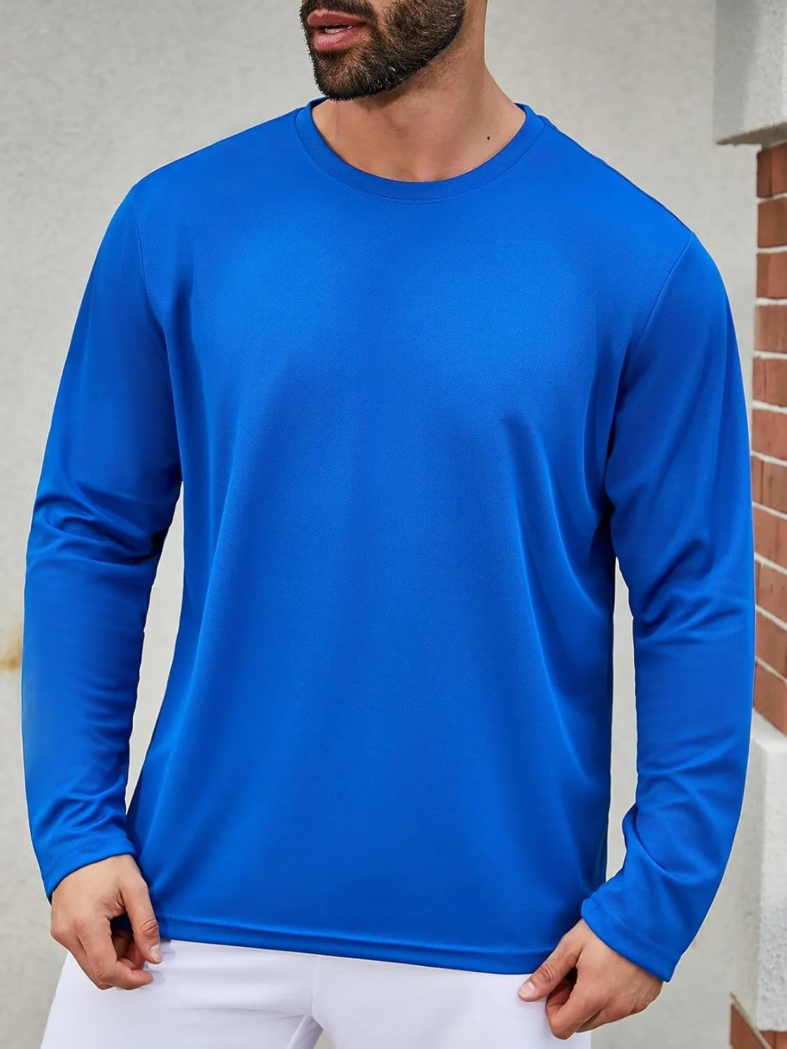 Facitisu Men Long Sleeve T Shirts Pack Quick Dry Athletic Running Activewear Workout Performance Tee Shirts