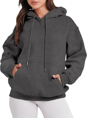 Fall Oversized Casual Sweatshirts with Pocket Ladies Women Hooded Print Round Neck Sweatshirt Long Sleeve with
