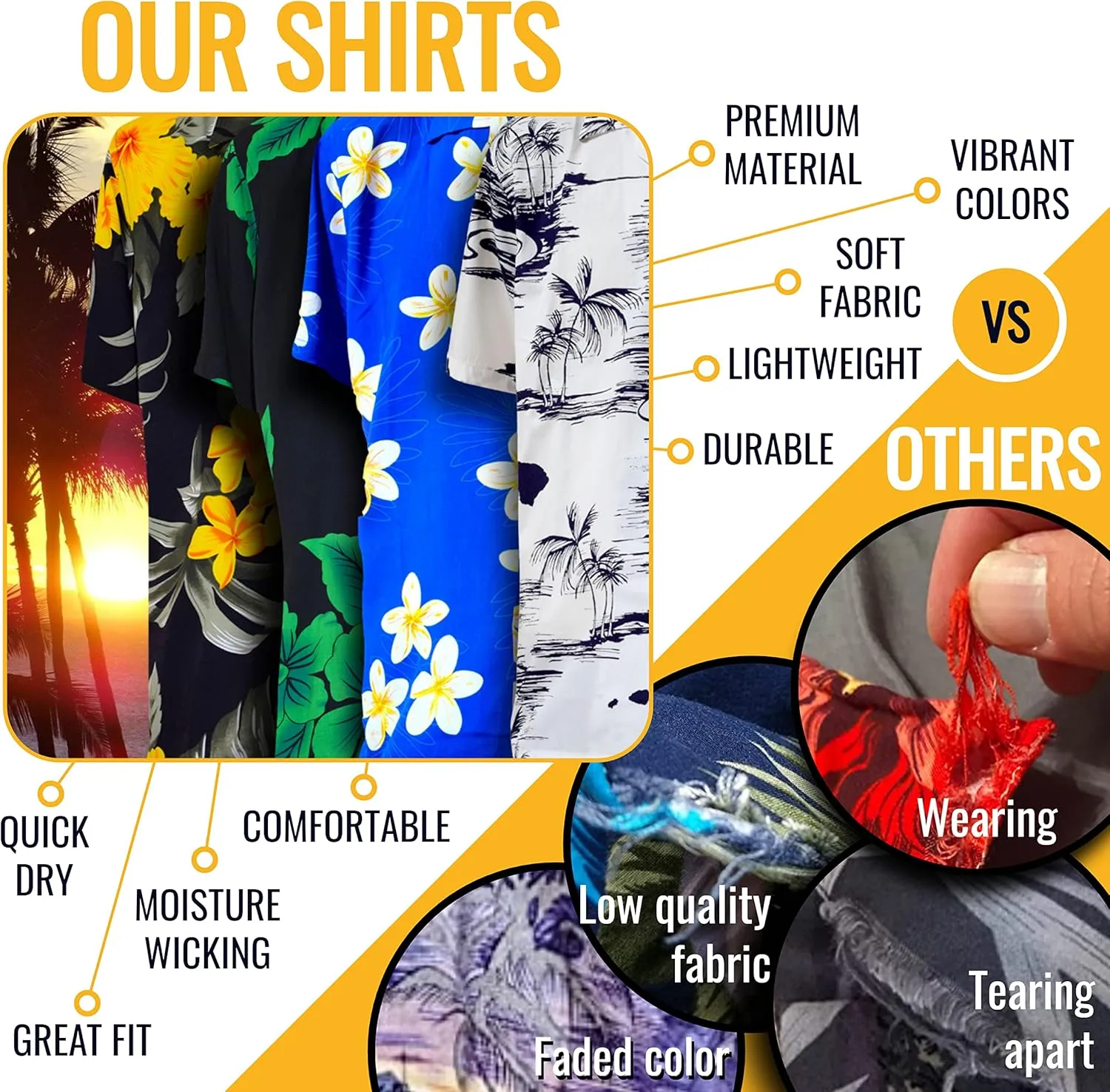 Favant Hawaiian Shirts - Bamboo Comfortable Hawaiian Beach Shirt for Men. Lightweight Quick Dry Mens Hawaiian Shirts