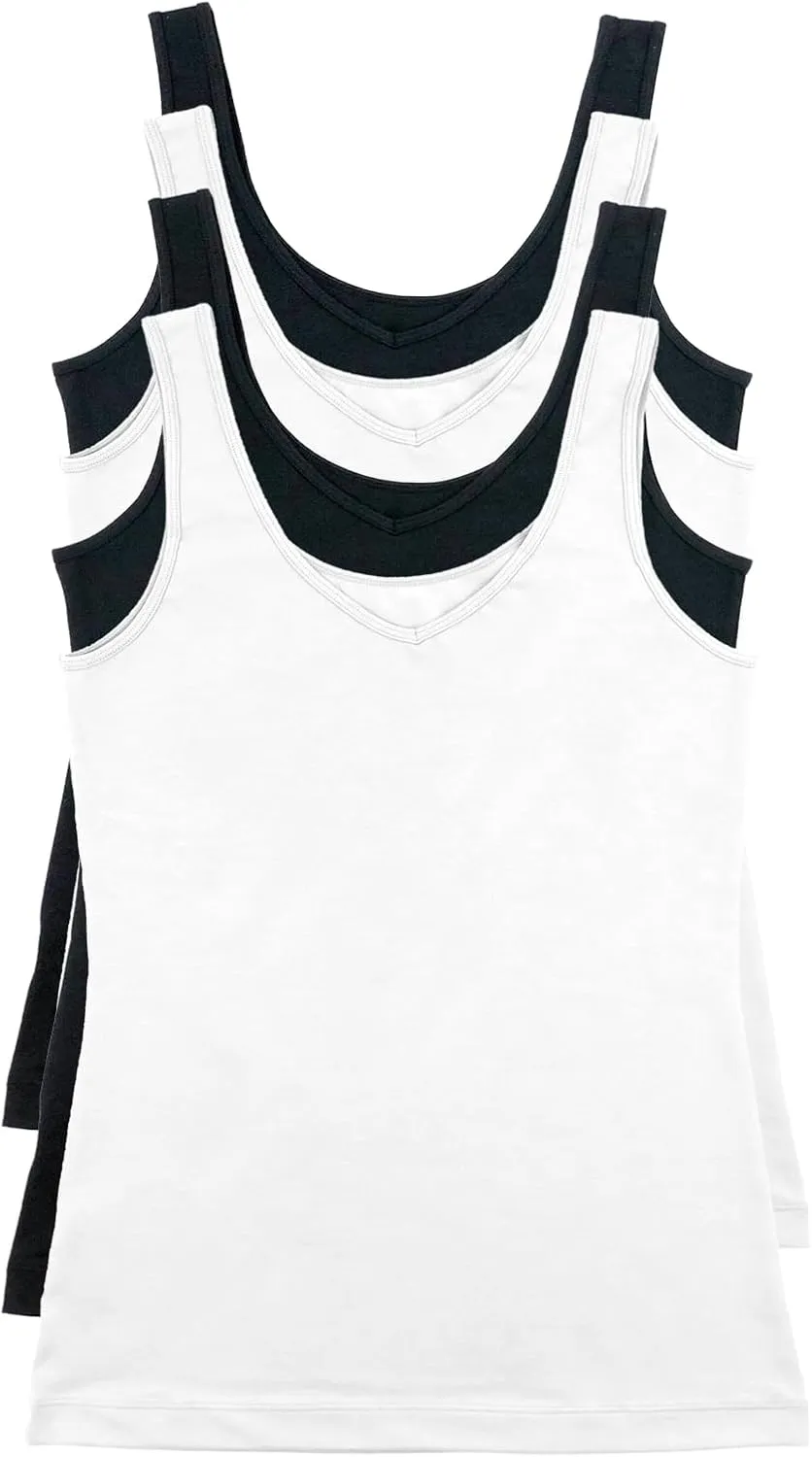 Felina Reversible Cotton Womens Tank Top | 4-Pack