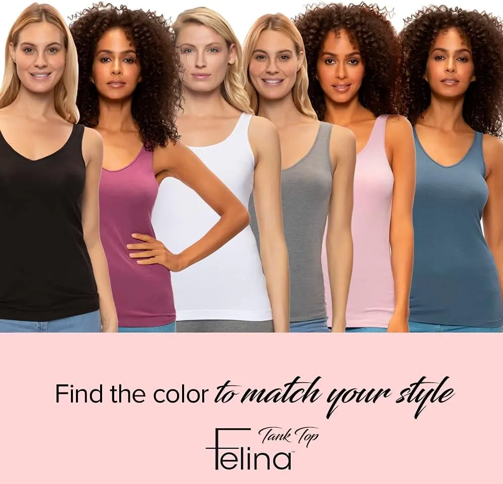 Felina Reversible Cotton Womens Tank Top | 4-Pack