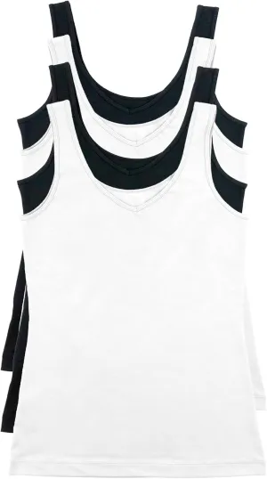 Felina Reversible Cotton Womens Tank Top | 4-Pack