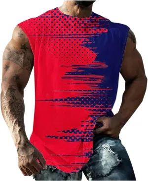 Finelylove Mens Tank Top Big and Tall Round Neck Sleeveless Summer Tank Tops Workout Tank Tops Casual Graphic Tees