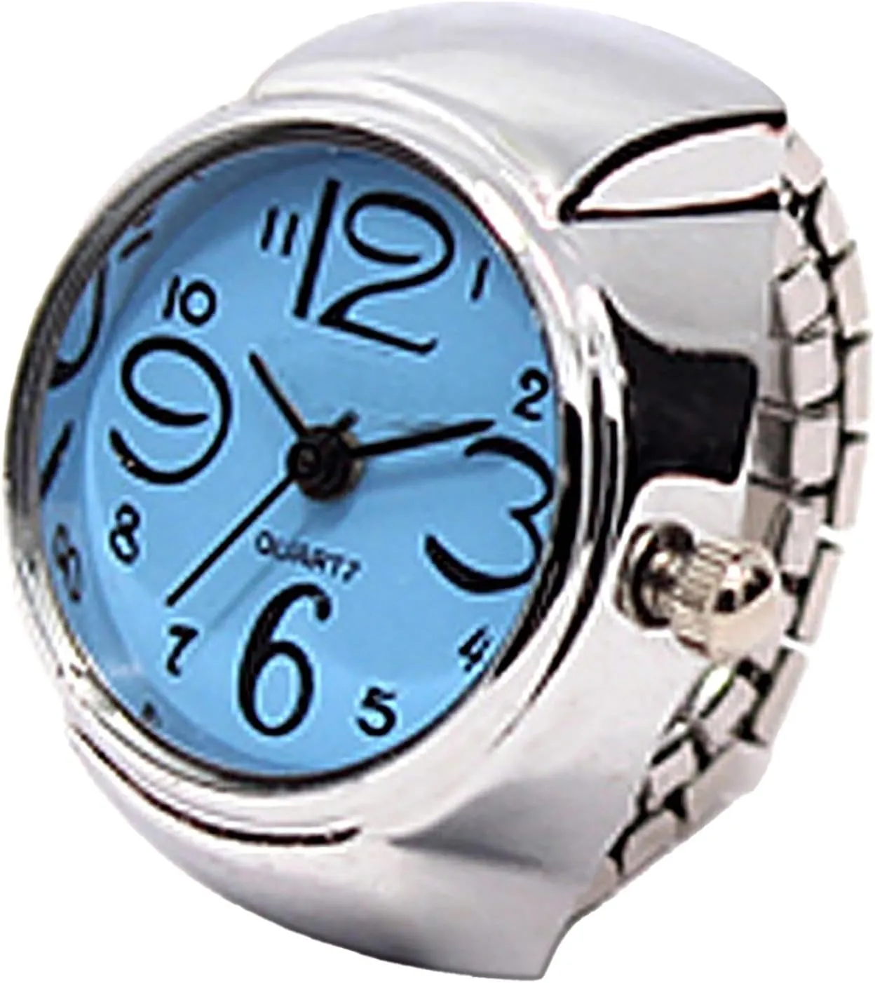 Finger Watches Ring for Men Women Adjustable Clock Rings Creative Elastic Round Quartz Finger Ring Watches