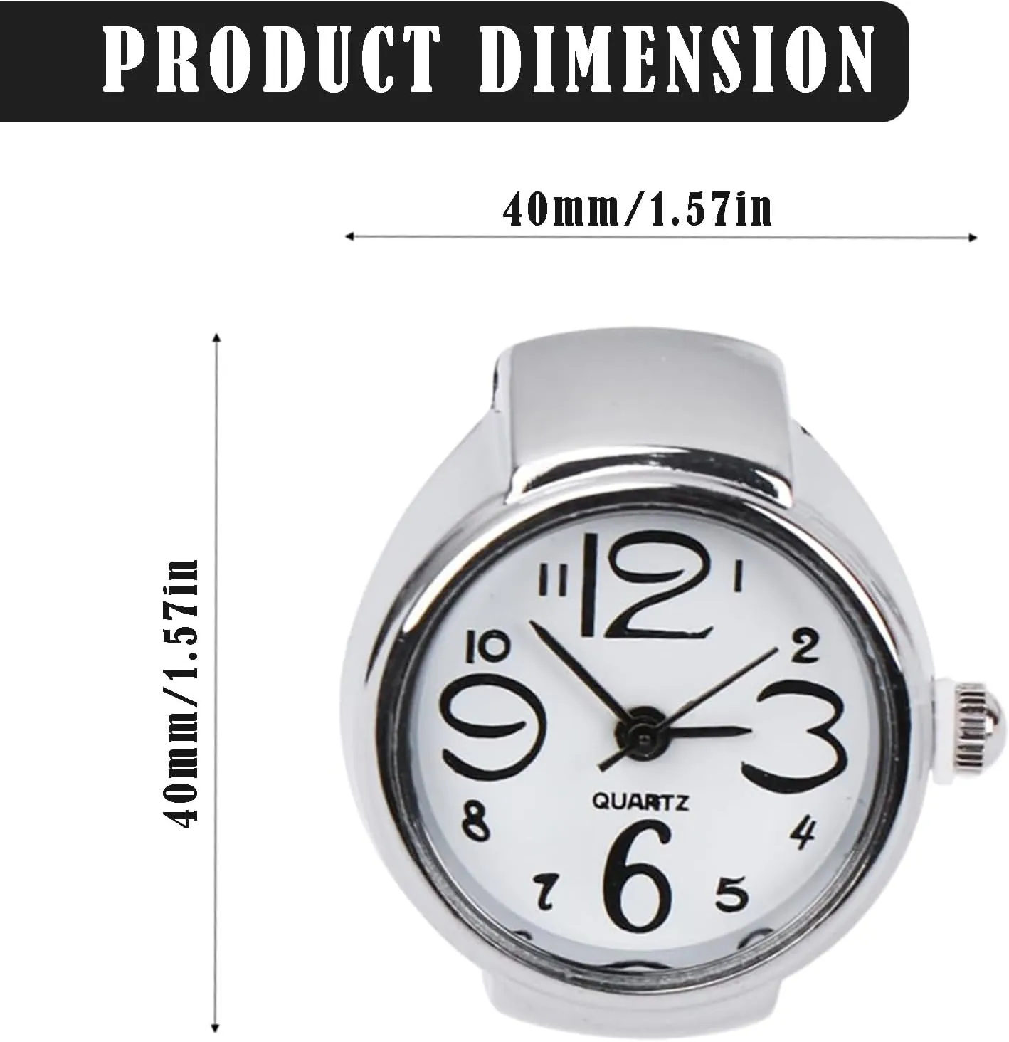 Finger Watches Ring for Men Women Adjustable Clock Rings Creative Elastic Round Quartz Finger Ring Watches