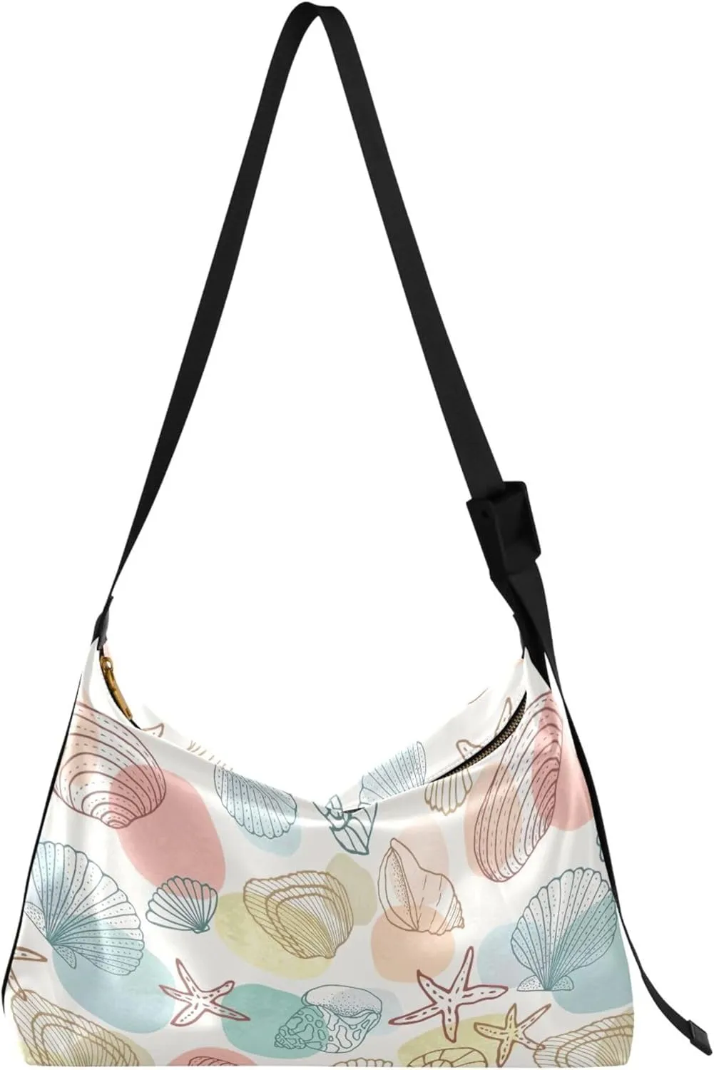 Fish Icons Shells Starfish Soft PU Leather Hobo Bags Large Men Purses Pattern Animal Print Women Hobo Purse
