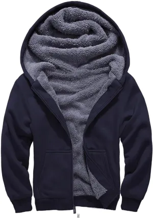 Fleece Hoodie for Boys Fleece Jacket Zip Up Sherpa Lined Teenager Hooded Sweatshirts with Pocket