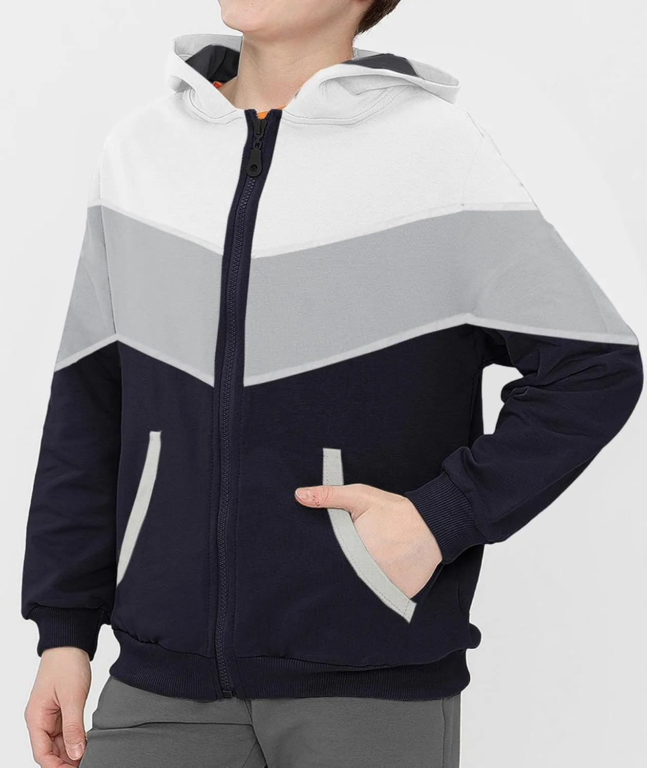 Fleece Hoodie for Boys Fleece Jacket Zip Up Sherpa Lined Teenager Hooded Sweatshirts with Pocket