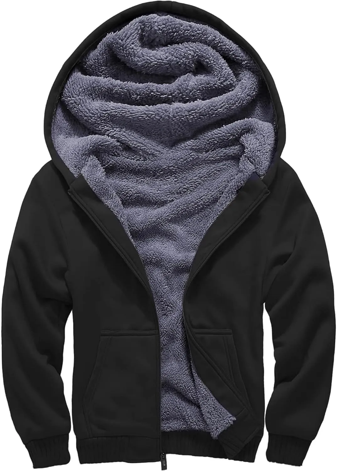 Fleece Hoodie for Boys Fleece Jacket Zip Up Sherpa Lined Teenager Hooded Sweatshirts with Pocket