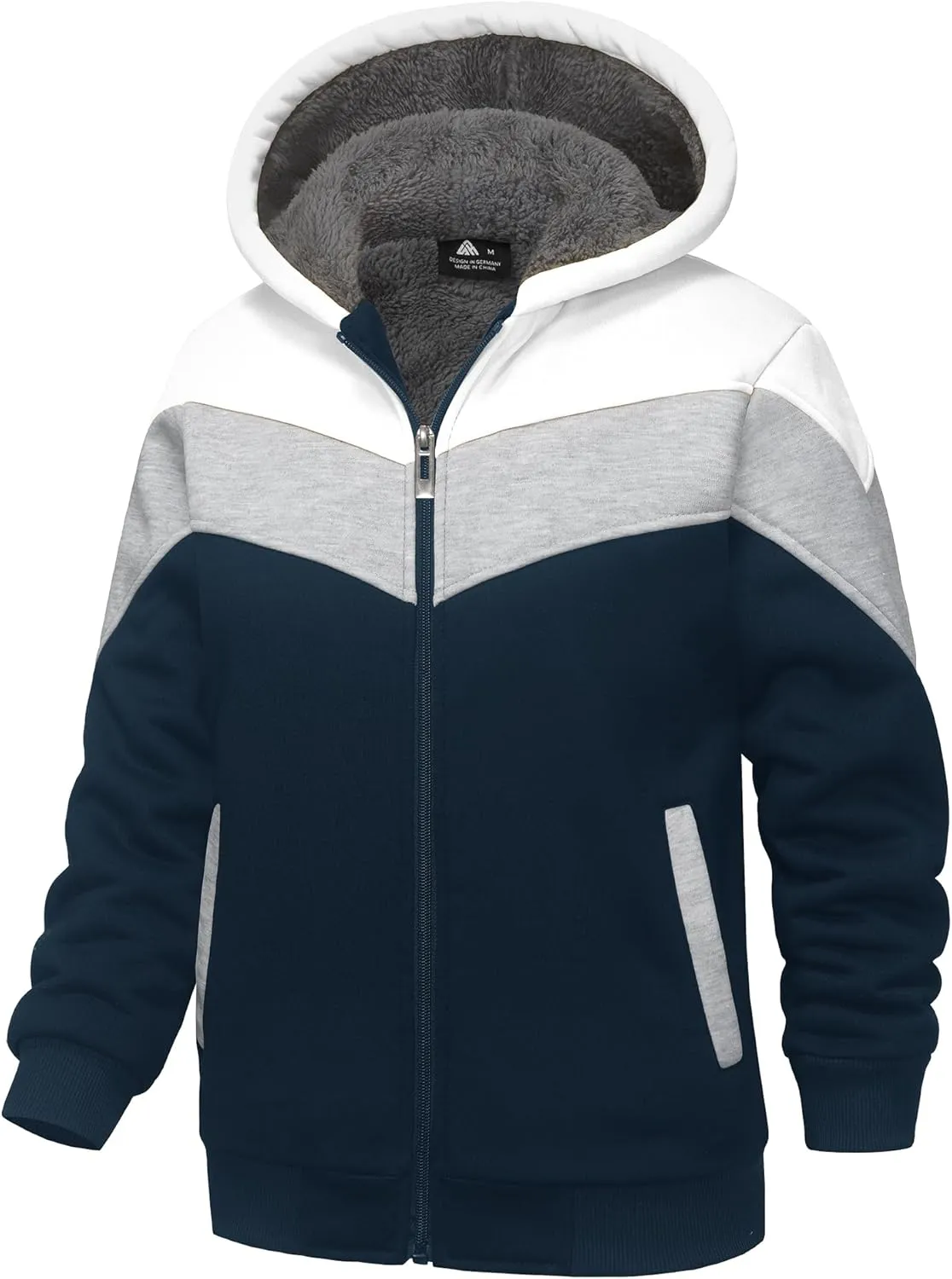 Fleece Hoodie for Boys Fleece Jacket Zip Up Sherpa Lined Teenager Hooded Sweatshirts with Pocket