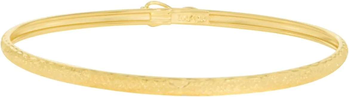 Floreo 10k Yellow Gold 3mm Elegant Satin Finish Textured Flex Bangle Bracelet