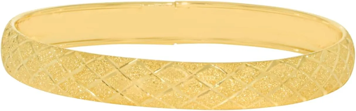 Floreo 10k Yellow Gold 8mm Classic Satin Finish Textured Flex Bangle Bracelet