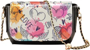 Flying Heart Crossbody Bags for Women, Trendy Small Shoulder Bag, PU Leather Clutch Purse Underarm Handbag Satchel HandBag with Adjustable Metal Chain