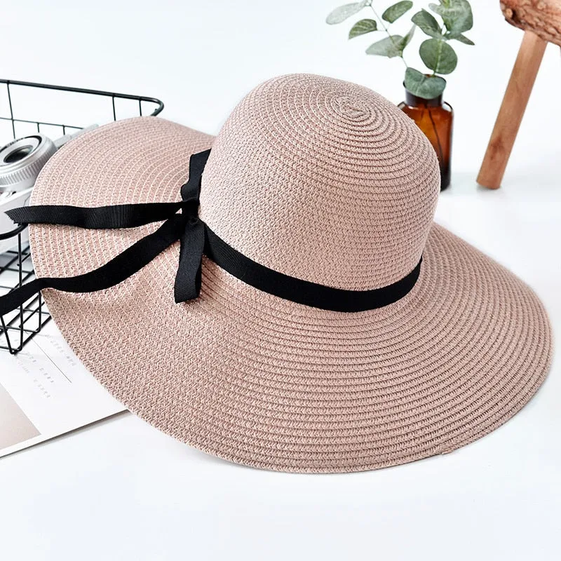Foldable Wide Brim Floppy Straw Sun Hat