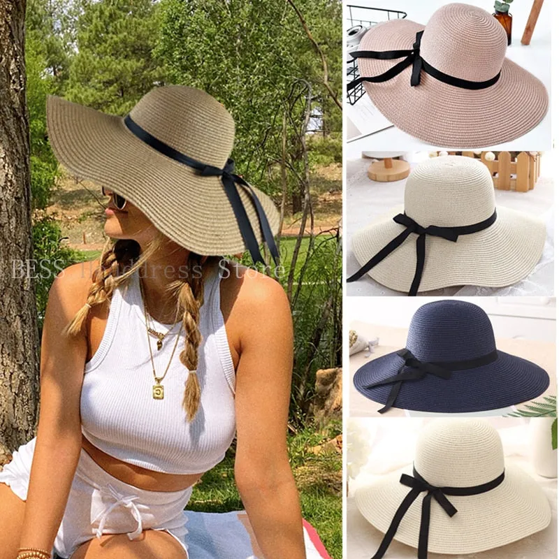 Foldable Wide Brim Floppy Straw Sun Hat