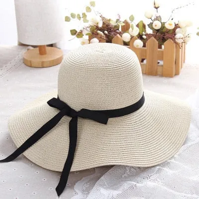 Foldable Wide Brim Floppy Straw Sun Hat