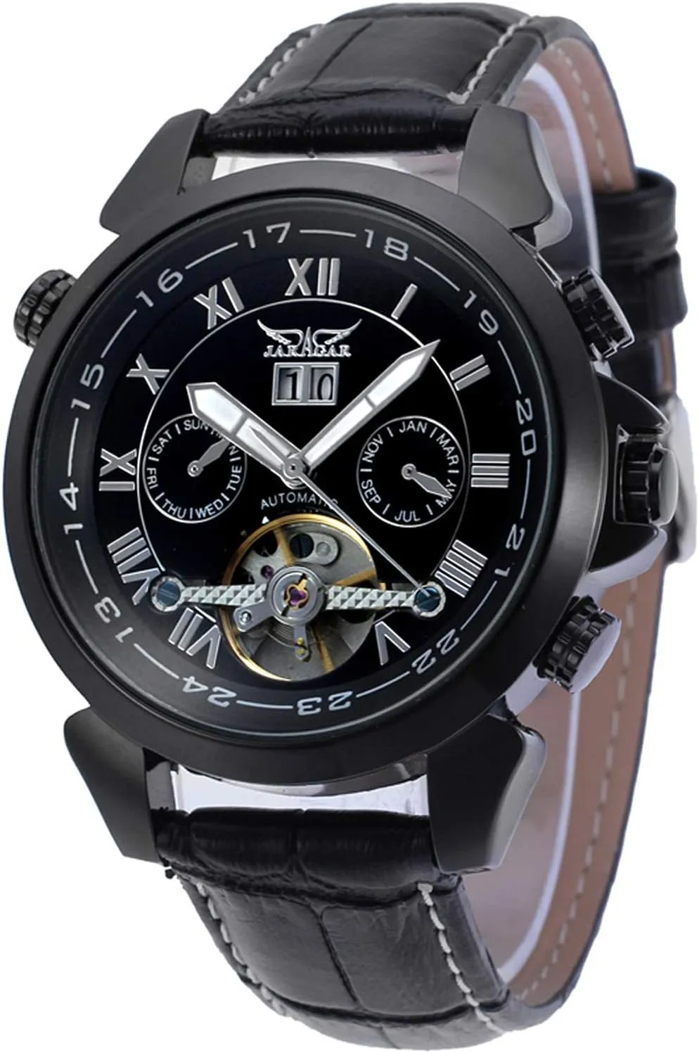FORSINING Men's Automatic-self-Wind Tourbillon Calendar Stainless Steel Bracelet Luxury Watch