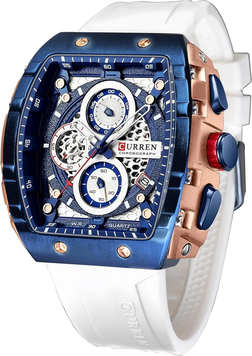 FORSINING Men's Chronograph Sport Watch Waterproof Military Watches for Men Analog Quartz Wristwatch with Date Display Silicone Strap Outdoor Clock