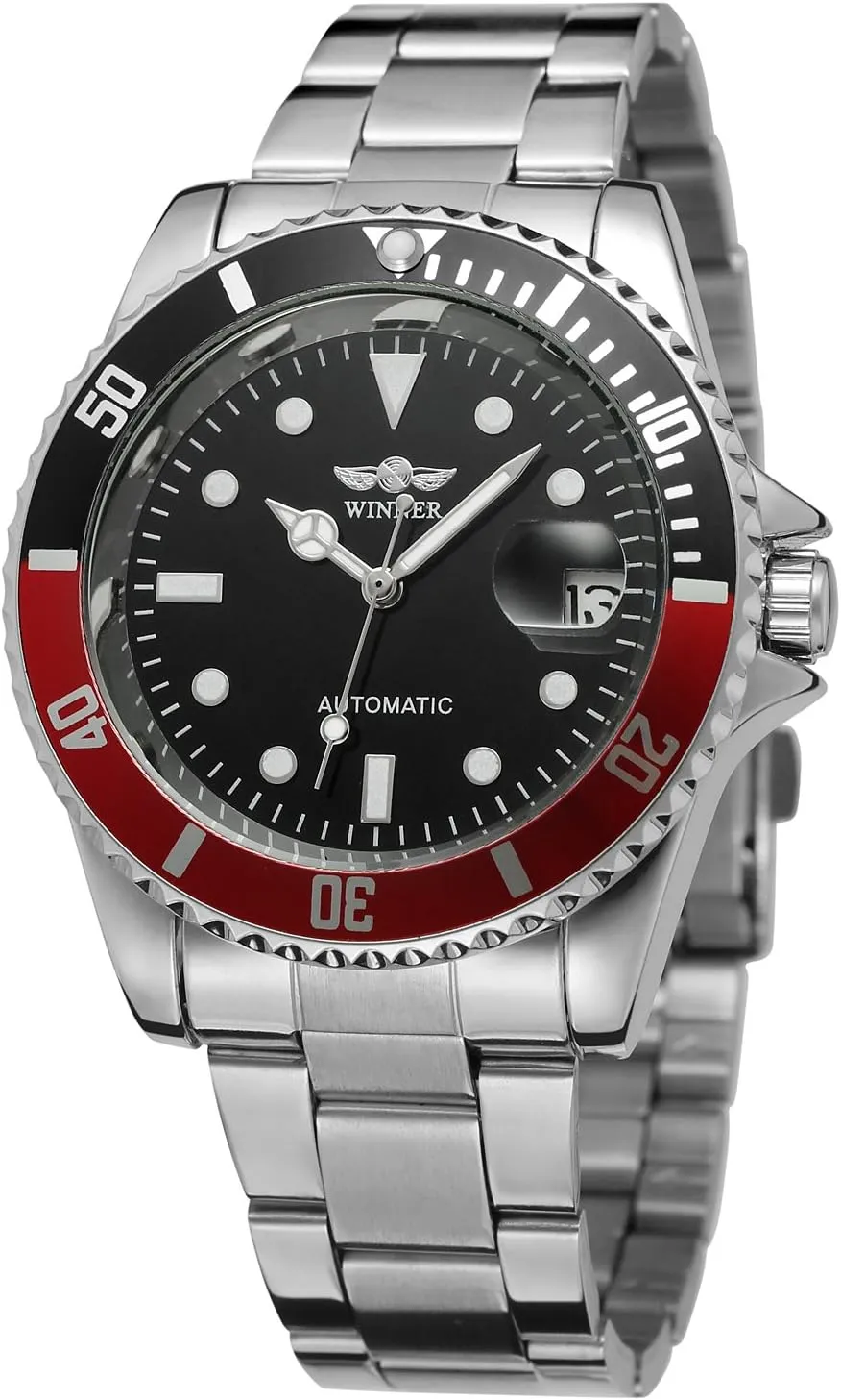 FORSINING Men's Vintage Automatic Stainless Steel Bracelet Collection Watch with Dots WRG8066M4T2
