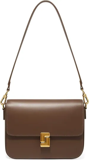 FOXLOVER Shoulder Bag for Women Fashion Crossbody Bag Flap Satchel Handbags Square Leather Shoulder Purse