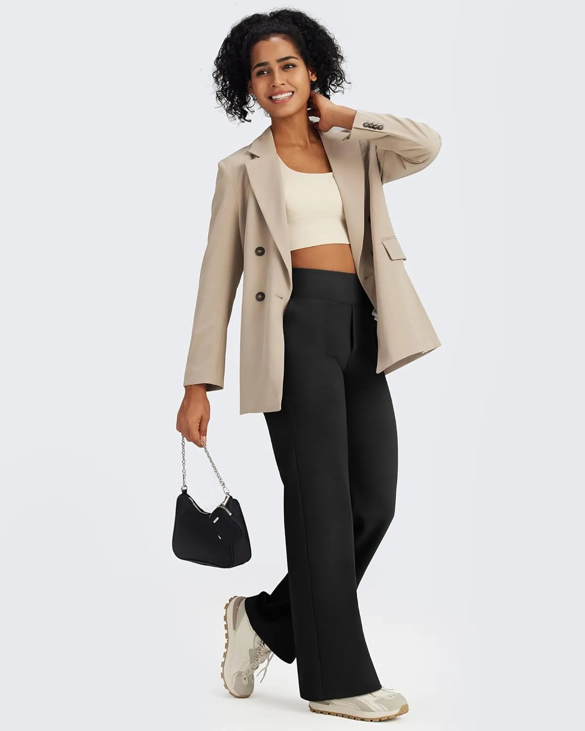 G4Free Fleece Lined Pants Women High Waisted Wide Leg Pants Winter Warm Thermal Sweatpants with Pockets 29"/31"/33"